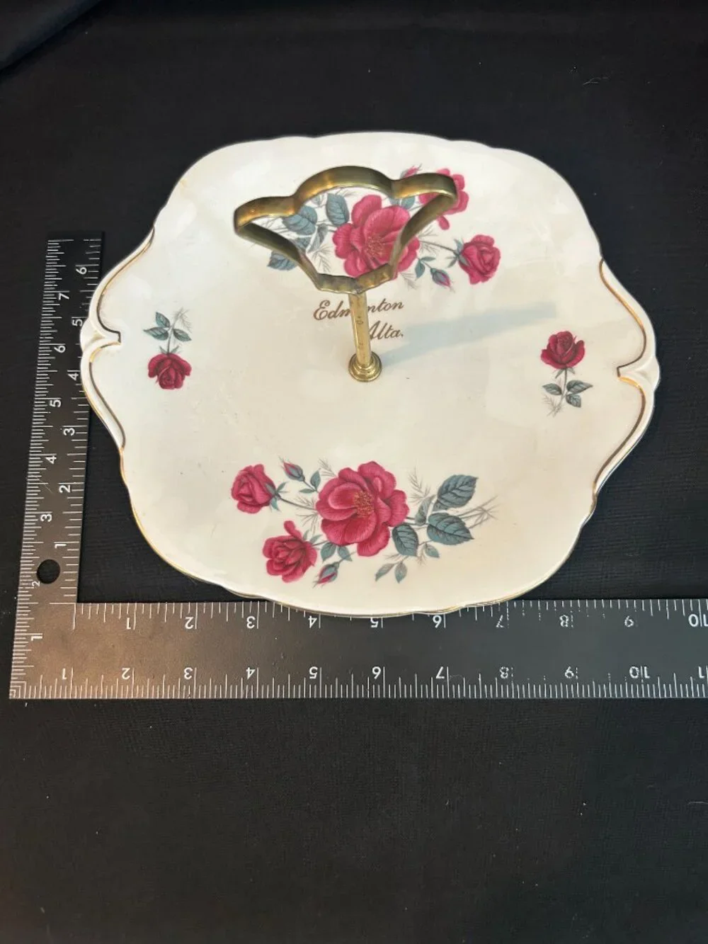 Windsor Bone China Alberta Wild Rose Tidbit Tray England Vintage Edmonton